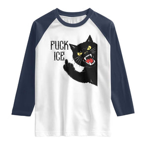 Funny Fck Ice Black Cat Raglan Shirt Resist Minneapolis Political TS12 White Navy Print Your Wear