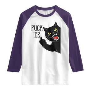 Funny Fck Ice Black Cat Raglan Shirt Resist Minneapolis Political TS12 White Purple Print Your Wear