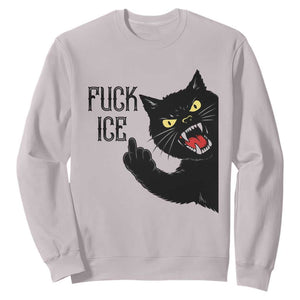 Funny Fck Ice Black Cat Sweatshirt Resist Minneapolis Political TS12 Ice Gray Print Your Wear