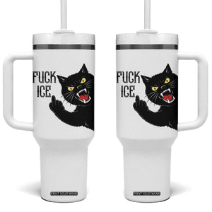 Funny Fck Ice Black Cat Tumbler With Handle Resist Minneapolis Political TS12 One Size: 40 oz White Print Your Wear