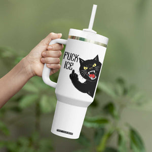 Funny Fck Ice Black Cat Tumbler With Handle Resist Minneapolis Political TS12 Print Your Wear