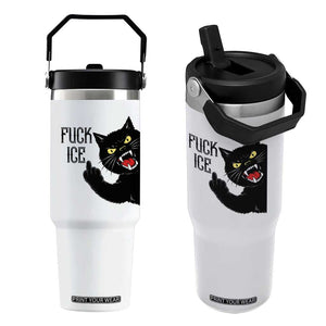 Funny Fck Ice Black Cat Flip Straw Tumbler Resist Minneapolis Political TS12 One Size: 30 oz White Print Your Wear