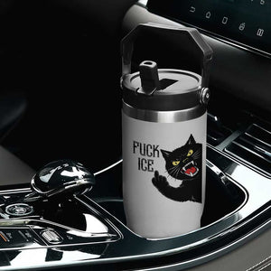 Funny Fck Ice Black Cat Flip Straw Tumbler Resist Minneapolis Political TS12 Print Your Wear