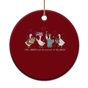 Funny Patriotic Goose Life Liberty Silliness Ceramic Ornament America 250th Anniversary TS12 1pc Red Print Your Wear
