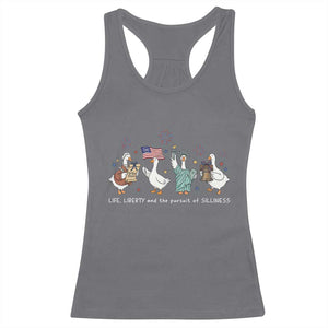 Funny Patriotic Goose Life Liberty Silliness Racerback Tank Top America 250th Anniversary TS12 Charcoal Print Your Wear