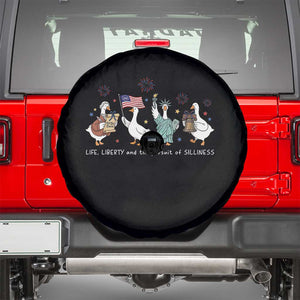 Funny Patriotic Goose Life Liberty Silliness Spare Tire Cover America 250th Anniversary TS12 Black Print Your Wear