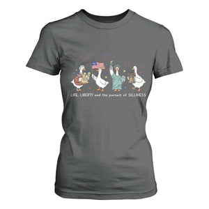 Funny Patriotic Goose Life Liberty Silliness T Shirt For Women America 250th Anniversary TS12 Dark Heather Print Your Wear