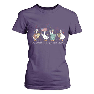 Funny Patriotic Goose Life Liberty Silliness T Shirt For Women America 250th Anniversary TS12 Purple Print Your Wear