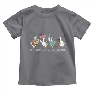 Funny Patriotic Goose Life Liberty Silliness Toddler T Shirt America 250th Anniversary TS12 Charcoal Print Your Wear