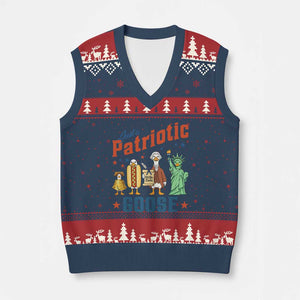 Just A Patriotic Goose V-Neck Knit Sweater Vest America 250th Anniversary TS12 Navy Red Print Your Wear