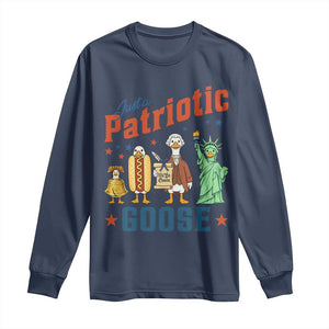Just A Patriotic Goose Long Sleeve Shirt America 250th Anniversary TS12 Navy Print Your Wear