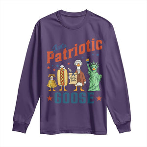 Just A Patriotic Goose Long Sleeve Shirt America 250th Anniversary TS12 Purple Print Your Wear
