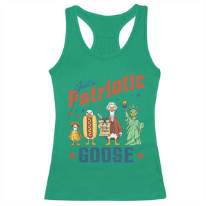 Just A Patriotic Goose Racerback Tank Top America 250th Anniversary TS12 Irish Green Print Your Wear