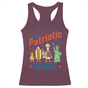 Just A Patriotic Goose Racerback Tank Top America 250th Anniversary TS12 Maroon Print Your Wear