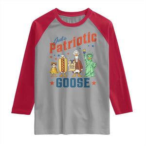 Just A Patriotic Goose Raglan Shirt America 250th Anniversary TS12 Sport Gray Red Print Your Wear