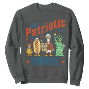 Just A Patriotic Goose Sweatshirt America 250th Anniversary TS12 Dark Heather Print Your Wear