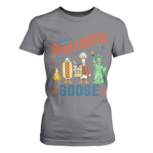 Just A Patriotic Goose T Shirt For Women America 250th Anniversary TS12 Charcoal Print Your Wear