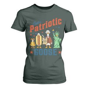 Just A Patriotic Goose T Shirt For Women America 250th Anniversary TS12 Dark Forest Green Print Your Wear
