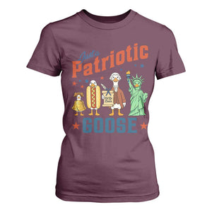 Just A Patriotic Goose T Shirt For Women America 250th Anniversary TS12 Maroon Print Your Wear