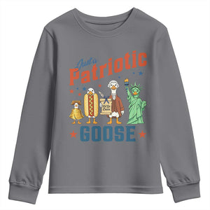 Just A Patriotic Goose Youth Sweatshirt America 250th Anniversary TS12 Charcoal Print Your Wear