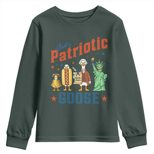 Just A Patriotic Goose Youth Sweatshirt America 250th Anniversary TS12 Dark Forest Green Print Your Wear