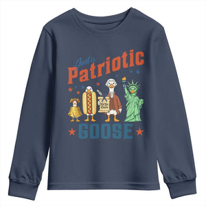 Just A Patriotic Goose Youth Sweatshirt America 250th Anniversary TS12 Navy Print Your Wear