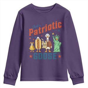 Just A Patriotic Goose Youth Sweatshirt America 250th Anniversary TS12 Purple Print Your Wear