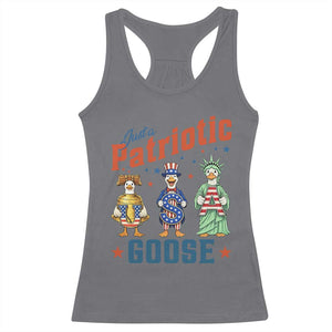 Just A Patriotic Goose Racerback Tank Top Funny Freedom Goose Patriotic TS12 Charcoal Print Your Wear