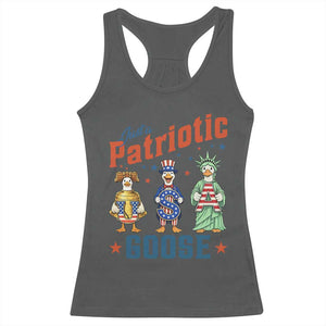 Just A Patriotic Goose Racerback Tank Top Funny Freedom Goose Patriotic TS12 Dark Heather Print Your Wear