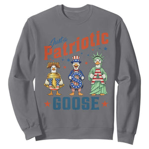 Just A Patriotic Goose Sweatshirt Funny Freedom Goose Patriotic TS12 Charcoal Print Your Wear