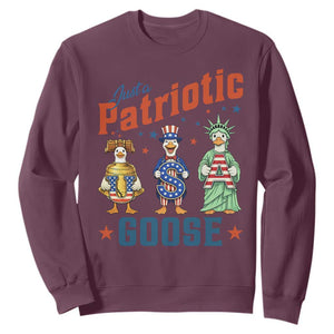 Just A Patriotic Goose Sweatshirt Funny Freedom Goose Patriotic TS12 Maroon Print Your Wear
