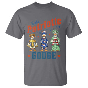 Just A Patriotic Goose T Shirt Funny Freedom Goose Patriotic TS12 Charcoal Print Your Wear