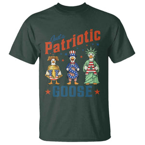 Just A Patriotic Goose T Shirt Funny Freedom Goose Patriotic TS12 Dark Forest Green Print Your Wear