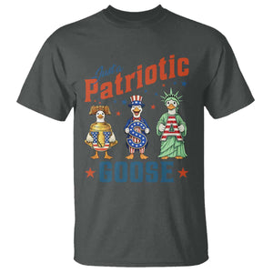 Just A Patriotic Goose T Shirt Funny Freedom Goose Patriotic TS12 Dark Heather Print Your Wear