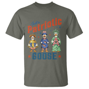 Just A Patriotic Goose T Shirt Funny Freedom Goose Patriotic TS12 Military Green Print Your Wear