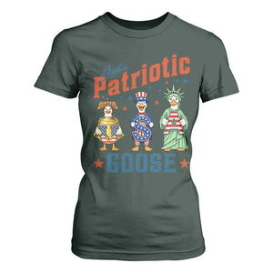 Just A Patriotic Goose T Shirt For Women Funny Freedom Goose Patriotic TS12 Dark Forest Green Print Your Wear