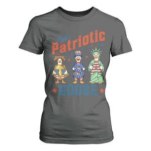 Just A Patriotic Goose T Shirt For Women Funny Freedom Goose Patriotic TS12 Dark Heather Print Your Wear