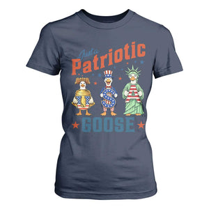 Just A Patriotic Goose T Shirt For Women Funny Freedom Goose Patriotic TS12 Navy Print Your Wear