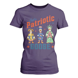 Just A Patriotic Goose T Shirt For Women Funny Freedom Goose Patriotic TS12 Purple Print Your Wear