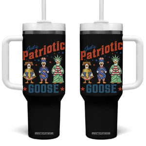 Just A Patriotic Goose Tumbler With Handle Funny Freedom Goose Patriotic TS12 One Size: 40 oz Black Print Your Wear