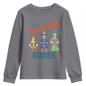 Just A Patriotic Goose Youth Sweatshirt Funny Freedom Goose Patriotic TS12 Charcoal Print Your Wear