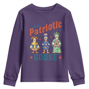 Just A Patriotic Goose Youth Sweatshirt Funny Freedom Goose Patriotic TS12 Purple Print Your Wear