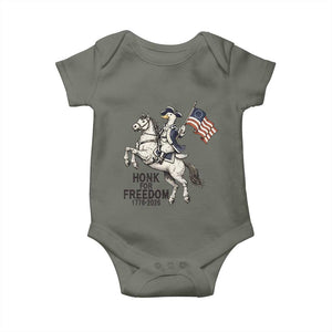 Funny Patriotic Goose Cowboy Baby Onesie Honk For Freedom TS12 Military Green Print Your Wear