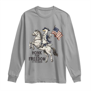 Funny Patriotic Goose Cowboy Long Sleeve Shirt Honk For Freedom TS12 Sport Gray Print Your Wear