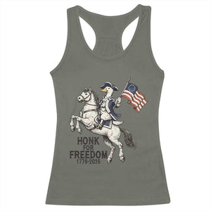 Funny Patriotic Goose Cowboy Racerback Tank Top Honk For Freedom TS12 Military Green Print Your Wear