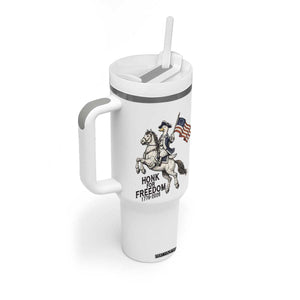Funny Patriotic Goose Cowboy Tumbler With Handle Honk For Freedom TS12 Print Your Wear