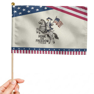Funny Patriotic Goose Cowboy Patriotic Handheld Flag Honk For Freedom TS12 Modern 8.2" × 5.5" Beige Blue Print Your Wear
