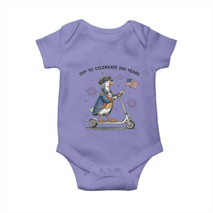 Funny Patriotic Goose Baby Onesie Off To Celebrate 250 Years TS12 Violet Print Your Wear