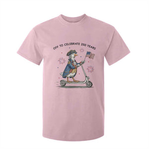 Funny Patriotic Goose T Shirt For Kid Off To Celebrate 250 Years TS12 Light Pink Print Your Wear
