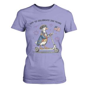 Funny Patriotic Goose T Shirt For Women Off To Celebrate 250 Years TS12 Violet Print Your Wear
